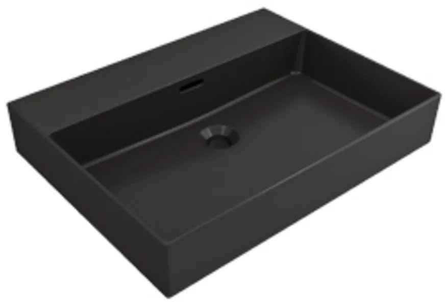 Plieger Kansas badmeubel 60cm met zwarte wastafel zonder kraangat zwart mat