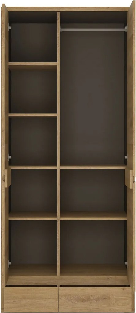 Kledingkast Ophdeli 104, Grijs, Eiken, 197x86x58cm, 140 kg, Kledingkast deuren: Met scharnieren