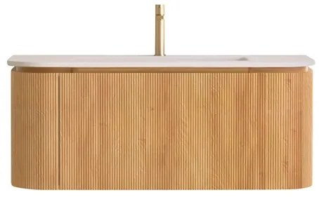 Lambini Designs Eleganza rond badmeubel 120cm acacia met ribbelfront en wastafel met kraangat