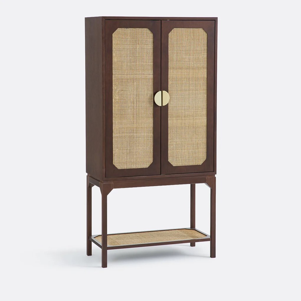 Walnootfineer en rotan barmeubel, JADOU