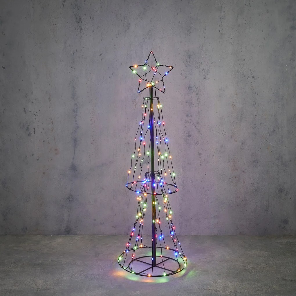 Kerst vloerlamp zwart boom 150cm incl. LED RGB met timer IP44 - Ugoku