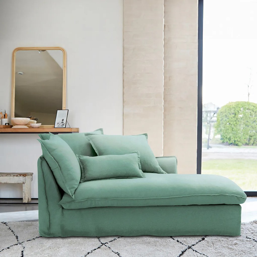 Longchair, afneembare hoezen, in gekreukt linnen, Odna