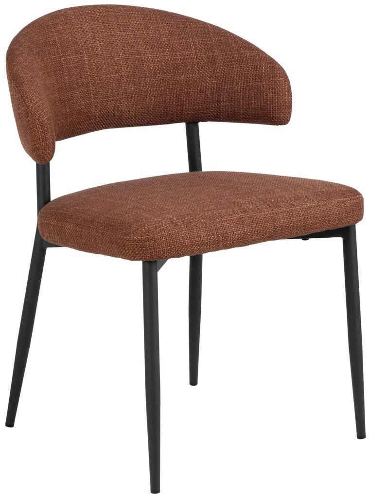 IRIS Terracotta (stof Basel 44) – GESTOFFEERDE STOEL MET GEVLOCHTEN RUGLEUNING VOOR WOONKAMER/EETKAMER LOFT