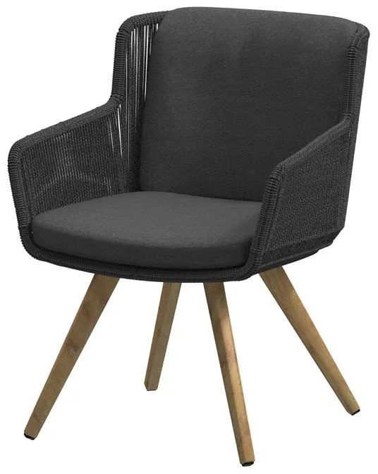 4 Seasons Outdoor Flores tuinstoel antraciet met teak onderstel SALE Tuinstoel   houtkleur weerbestendig