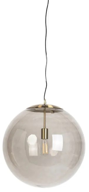+Moderne hanglamp messing met smoke glas 50 cm - Ball