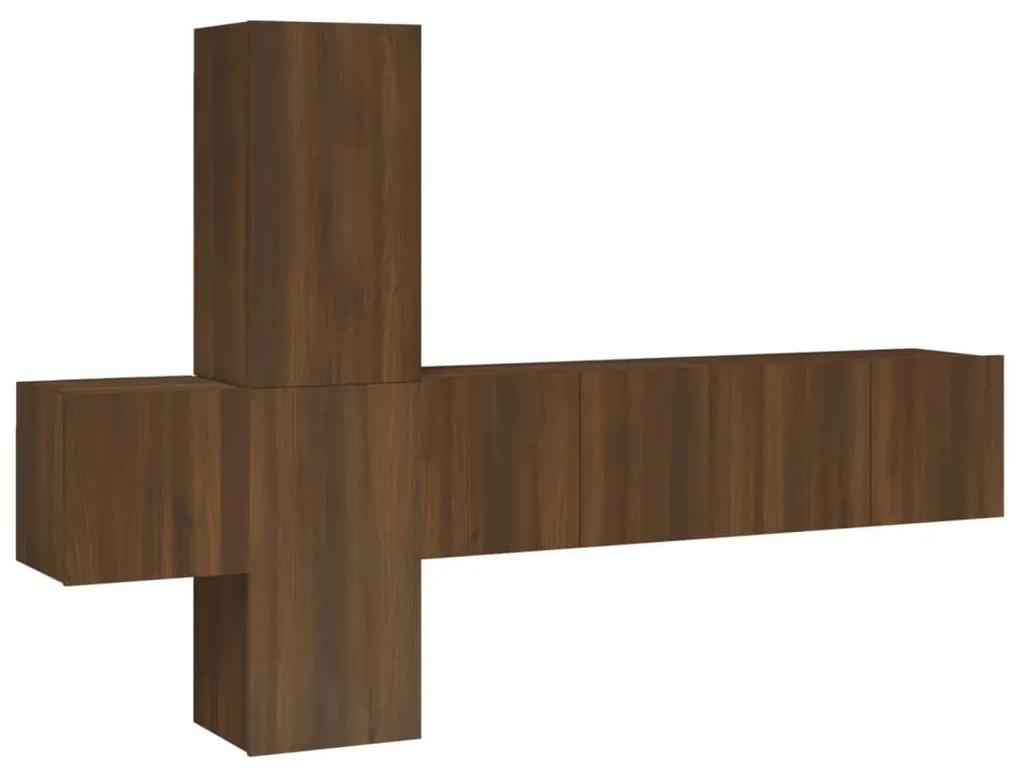 vidaXL 5-delige Tv-meubelset bewerkt hout bruineikenkleurig