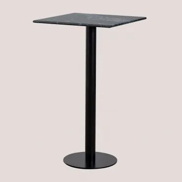 Vierkante Hoge Barkruktafel 60x60 Cm In Rocher Marmer Groen Marmer Big Flower & Zwart - Sklum