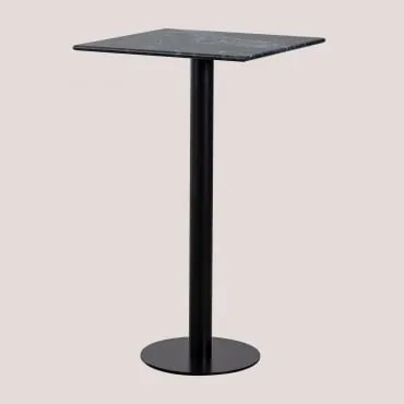 Vierkante Hoge Barkruktafel 60x60 Cm In Rocher Marmer Groen Marmer & Zwart - Sklum