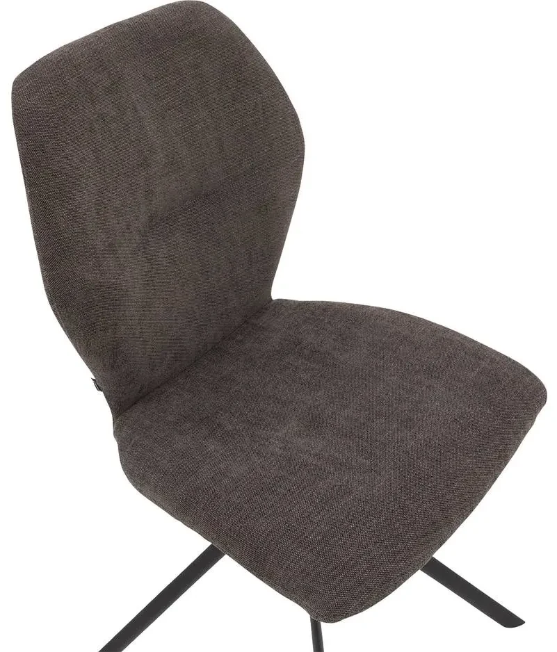 Goossens Eetkamerstoel Hera bruin stof met draaifunctie leuning, modern design