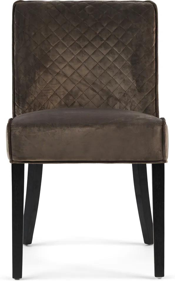 Rivièra Maison - Bridge Lane Dining Chair Diamond Stitch, velvet III, anthracite - Kleur: grijs