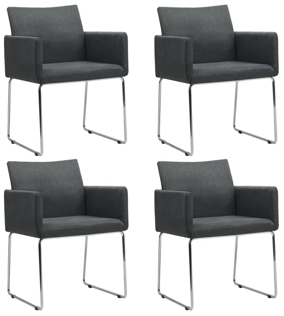 vidaXL Eetkamerstoelen 4 st stof donkergrijs
