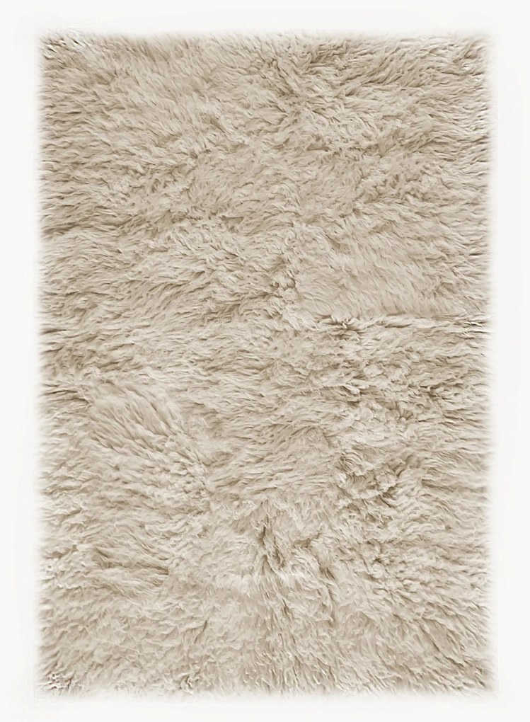 Handgeweven langpolig wollen vloerkleed Shaggy
