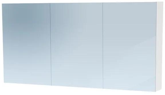 BRAUER Dual Spiegelkast - 140x70x15cm - verlichting - geintegreerd - 3 links- rechtsdraaiende spiegeldeur - MDF - hoogglans wit 7780