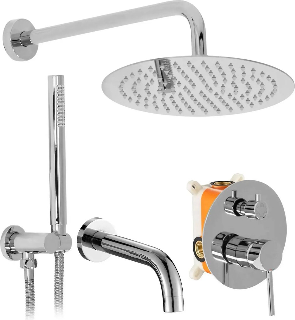 Inbouw regendoucheset Rea Lungo Chrom met uitloop + BOX