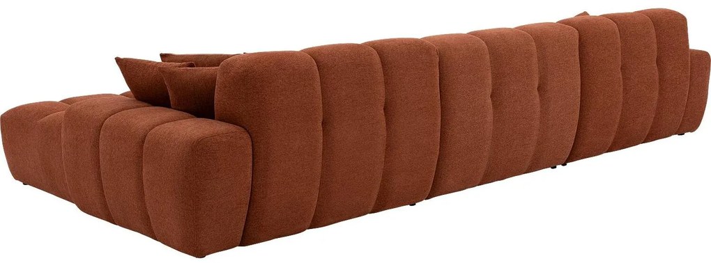 Goossens Excellent Bank Kubus bruin, stof, 1,5-zits, modern design met chaise longue rechts