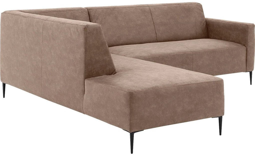 Goossens  Key West bruin, micro leer, 2,5-zits, modern design met ligelement links