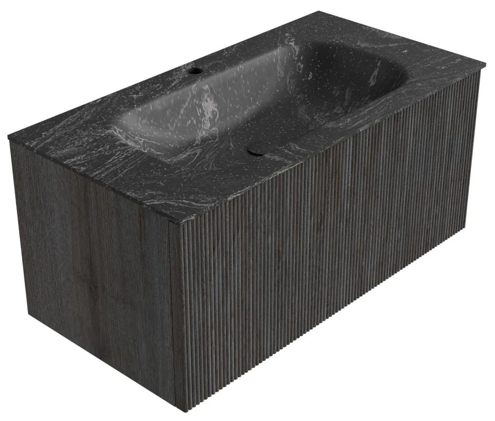 Mondiaz Kurve-dlux 90cm badmeubel shadow met 1 lade en wastafel big small midden 1 kraangat lava