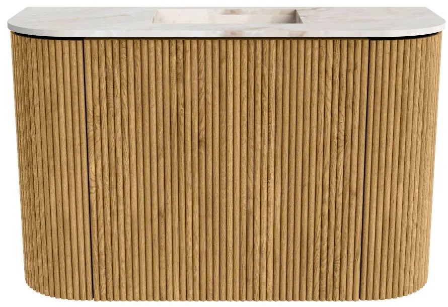 Mondiaz Joya DLux 65cm toiletmeubel ronding links/rechts oak met wastafel faye midden zonder kraangat frappe
