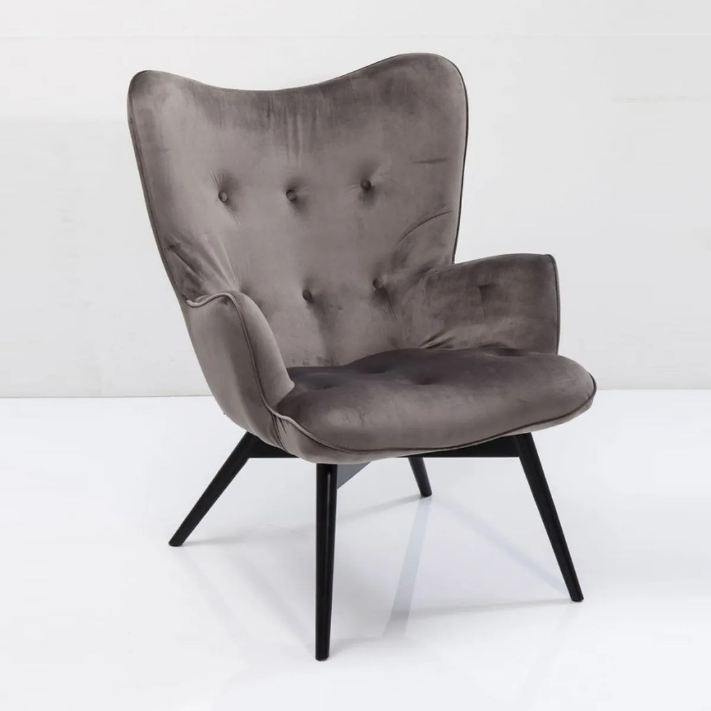 Kare Design Vicky Velvet Fauteuil Fluweel Grijs