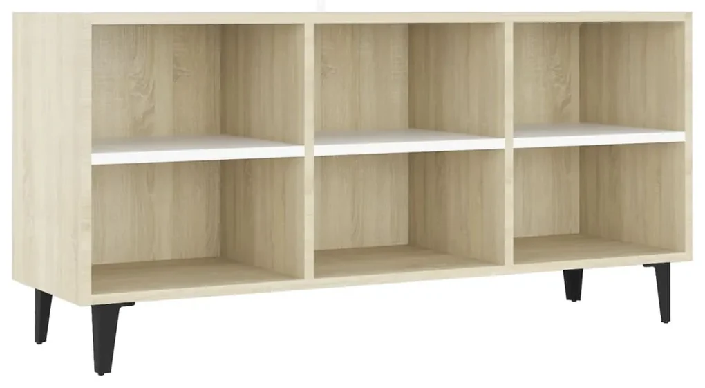 vidaXL Tv-meubel met metalen poten 103,5x30x50 cm wit en sonoma eiken