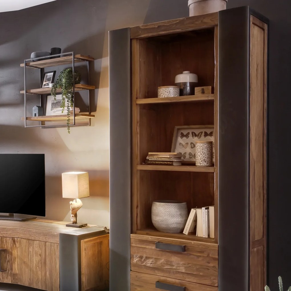 Wandrek Van Hout En Metaal 60x60 Cm - 60x22x60cm.