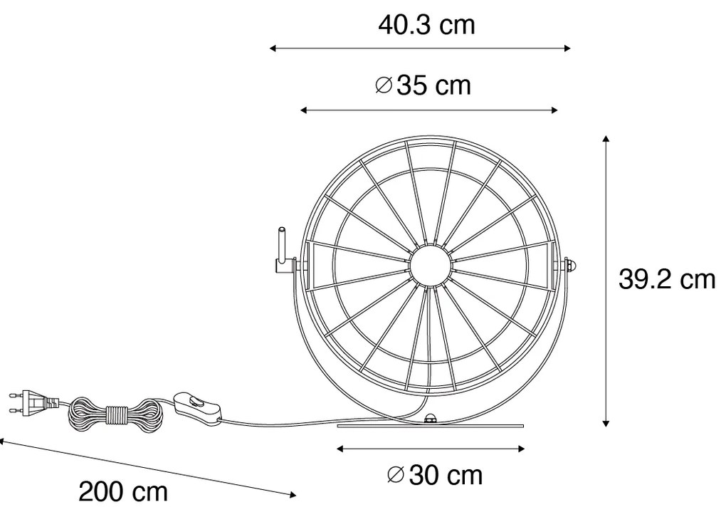 Industriële tafellamp zwart verstelbaar - Hanze
