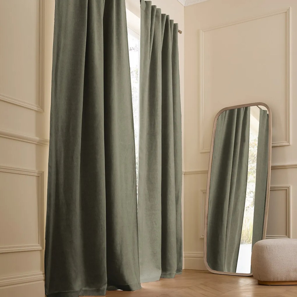 Verduisteringsgordijn van gewassen linnen, verborgen lipjes, Private