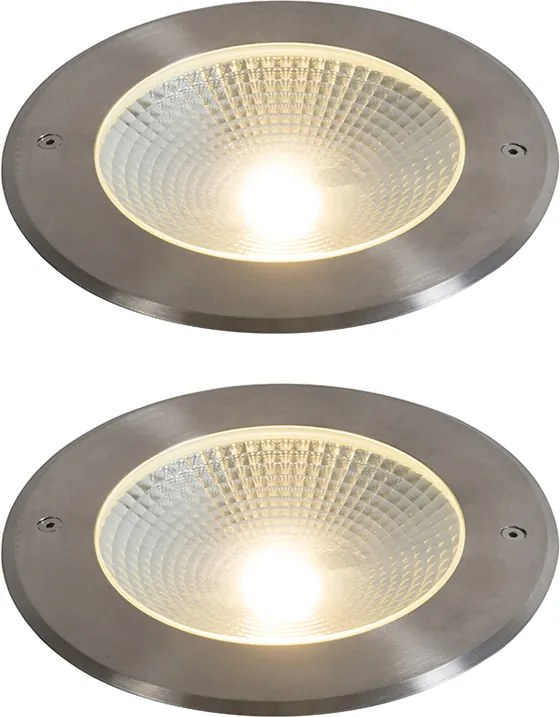 Set van 2 moderne grondspots staal incl. LED 20W - Bridge
