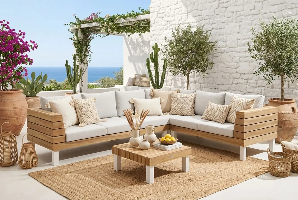 Hoek Hoek loungeset 6 personen Teak Old teak greywash Lifestyle Garden ...