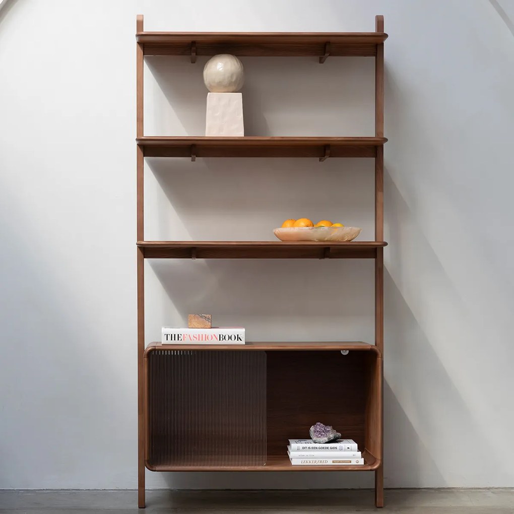Zuiver Rise Walnut Design Wandkast Met Planken Walnoot - 90x35x180cm.