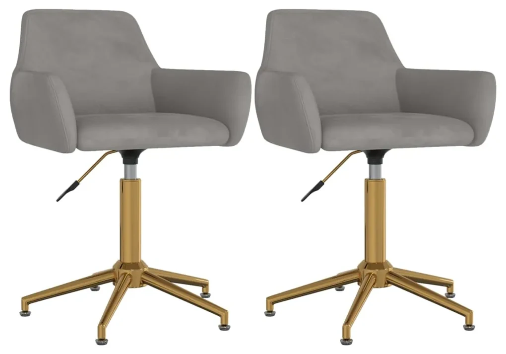 vidaXL Eetkamerstoelen draaibaar 2 st fluweel lichtgrijs