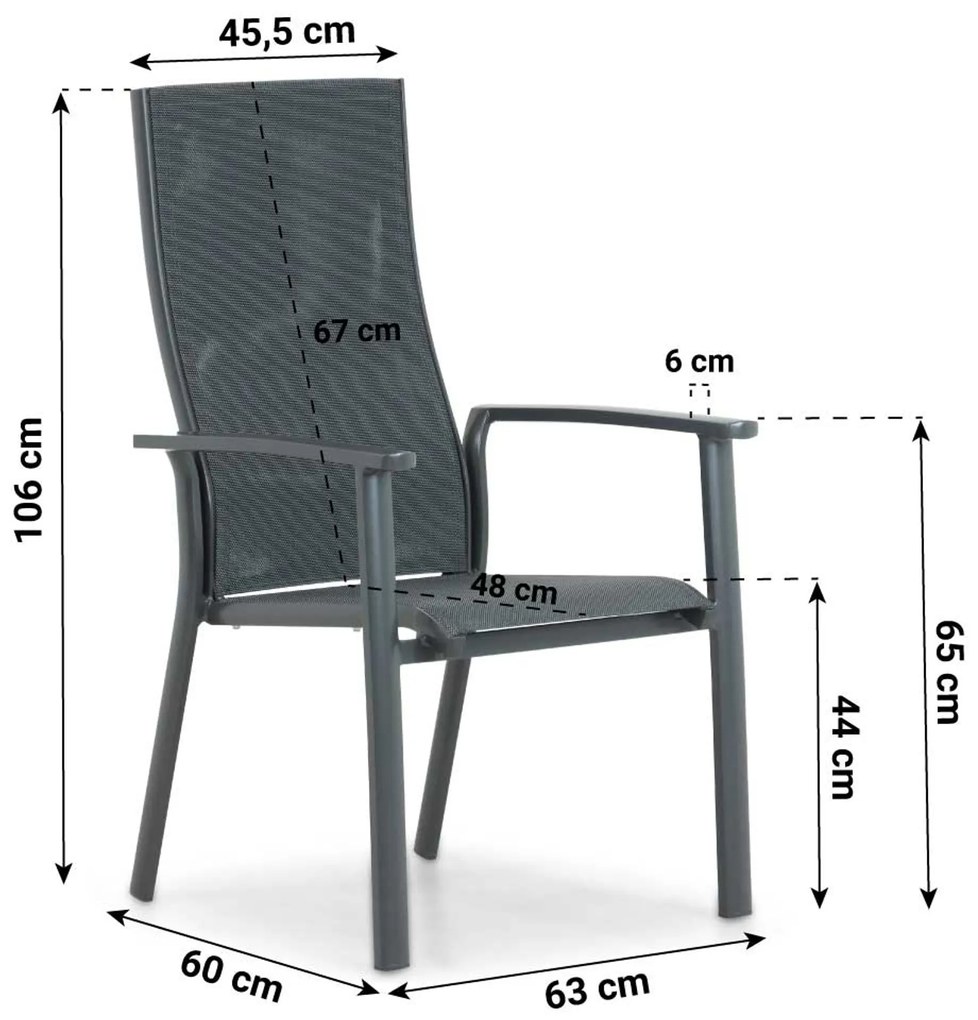 Tuinset 4 personen 180 cm Aluminium/textileen Grijs Hartman Sitges/Mateo
