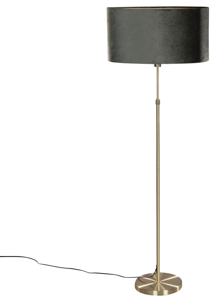Vloerlamp goud met ovale velours kap groen 50cm - Parte