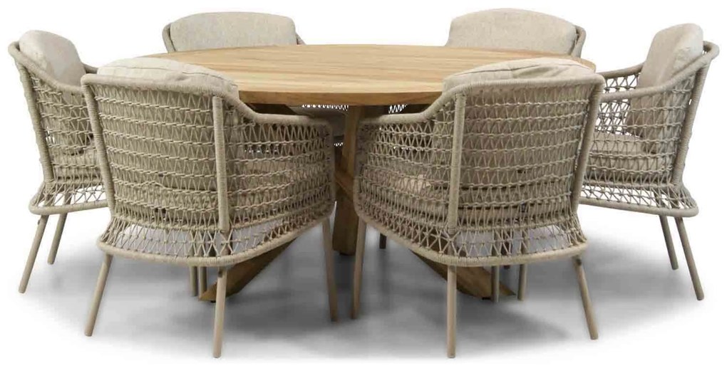 Tuinset 6 personen Teak/Rope Taupe 4 Seasons Outdoor Seasons
