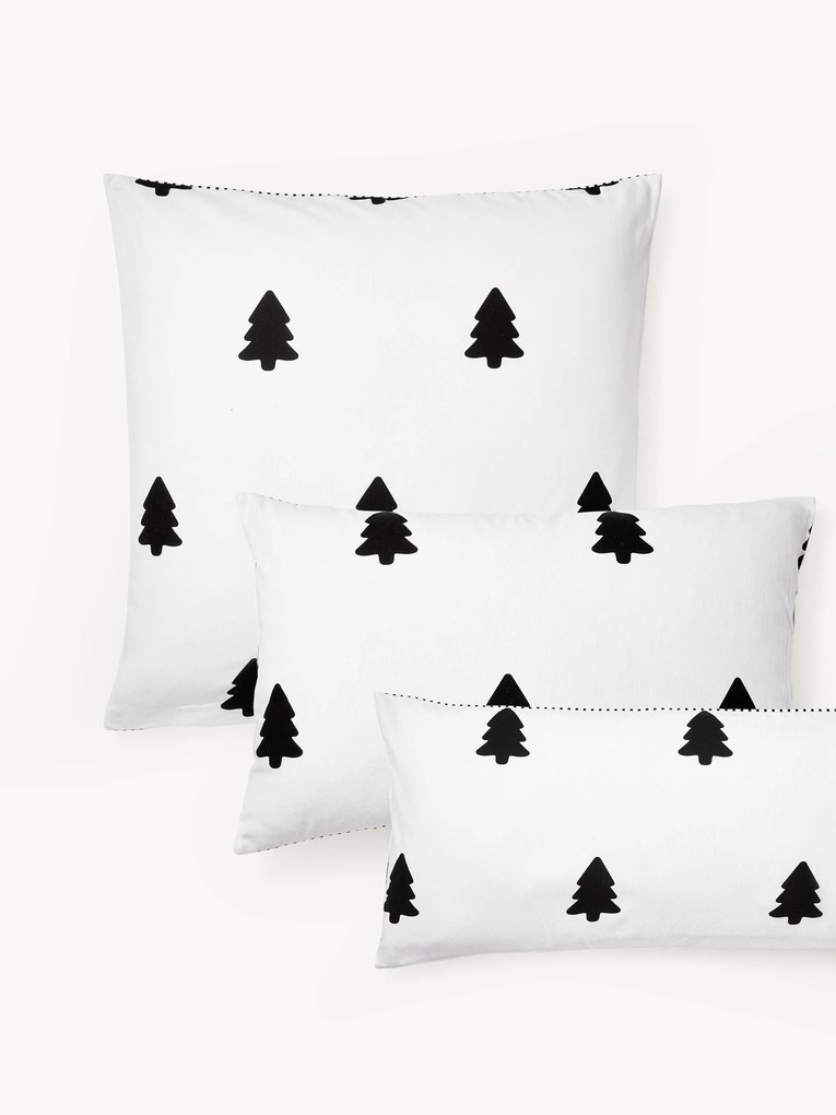 Omkeerbare flanellen kussenhoes Noan met kerstboommotief