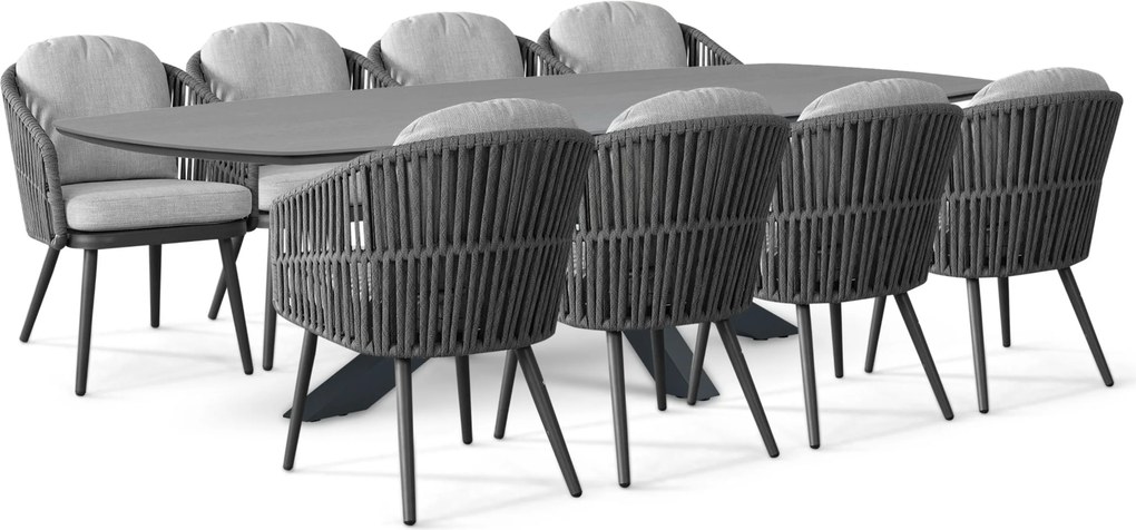 Tuinset 8 personen 300 cm Rope Grijs Santika Furniture Santika