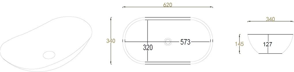 Comad Lena wastafel 62x15cm zwart marmer