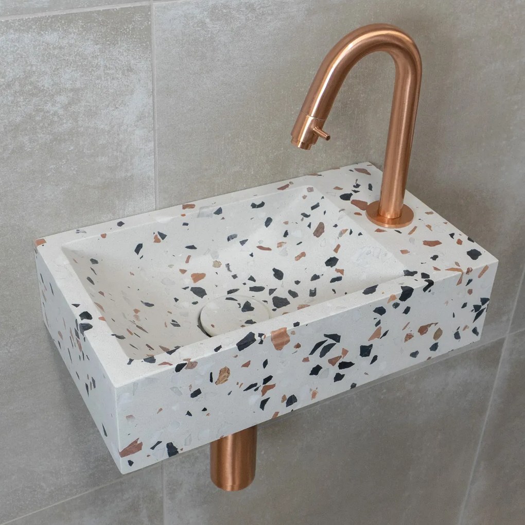 Saniclear Terrazzo fontein met kraangat rechts 39x22x10cm