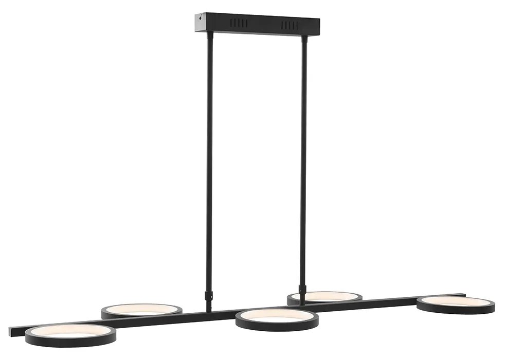 Moderne hanglamp zwart incl. LED 3-staps dimbaar 5-lichts - Vivé