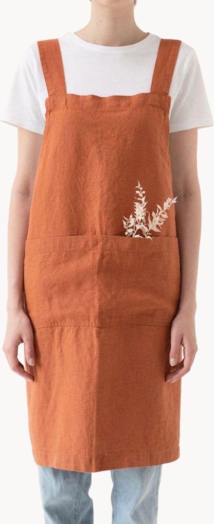 Linnen schort Baked Clay