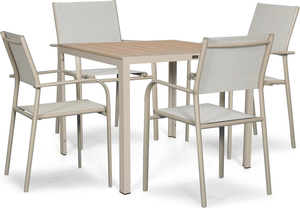 Tuinset 4 personen 909 cm Aluminium Taupe Presto Brentino/Creta