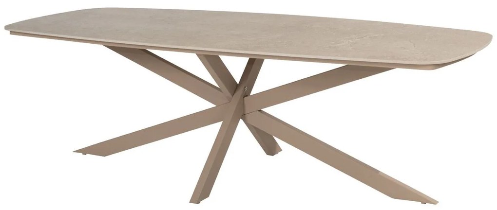 4 Seasons Outdoor Fabrice tuinset latte met Prado tafel met keramisch blad in barrelvorm 300 cm Tuinset   beige weerbestendig