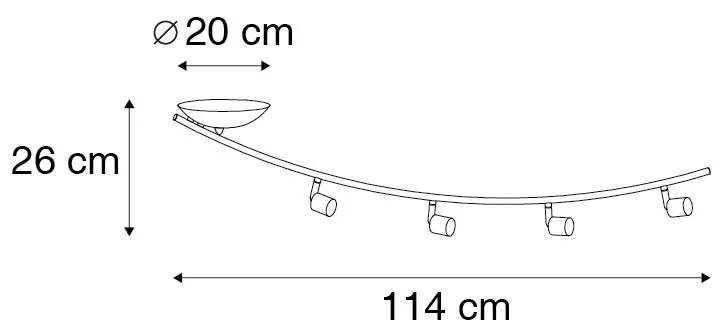 Moderne spot gebogen zwart 4-lichts - Jeany