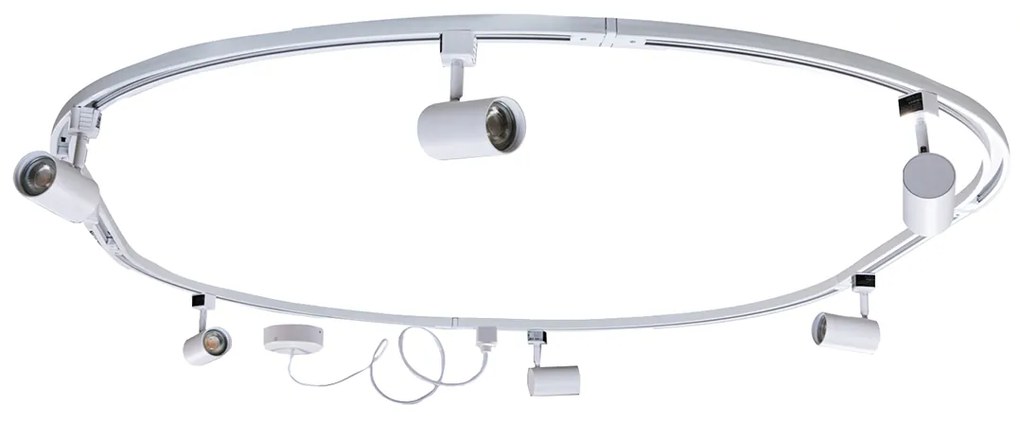 Modern railsysteem met 6 spots wit 1-fase ovaal 100cm - Iconic Jeana