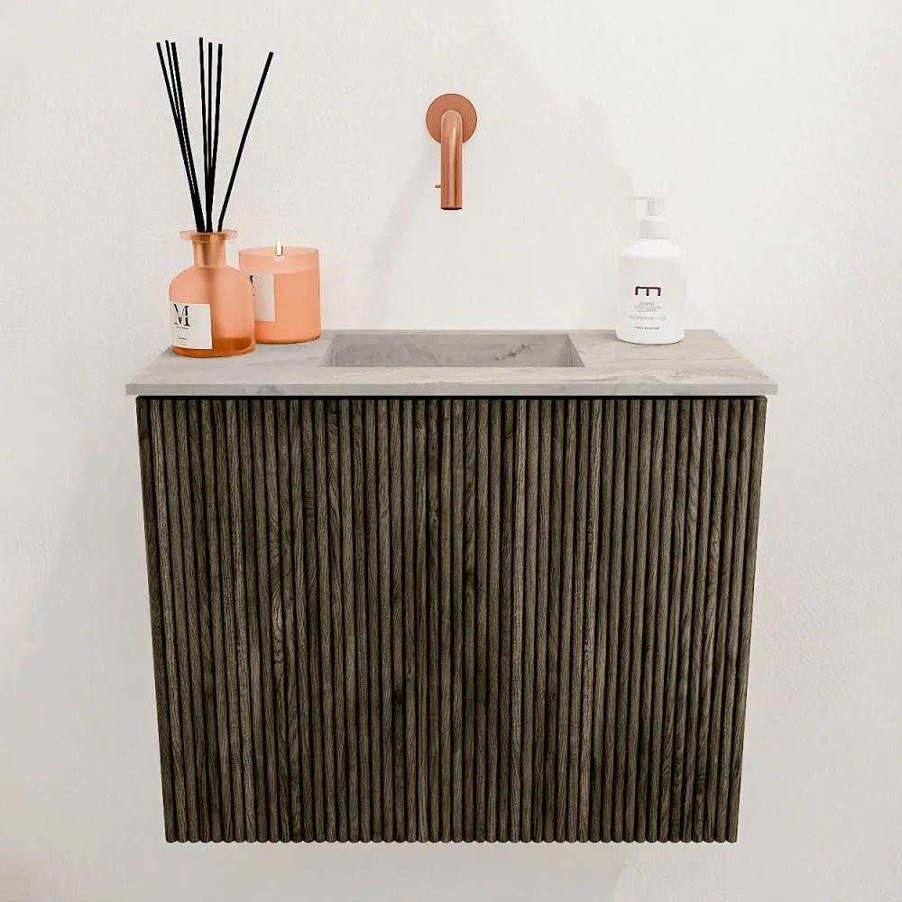 Mondiaz Joya DLux 50cm toiletmeubel shadow met wastafel faye midden zonder kraangat glace