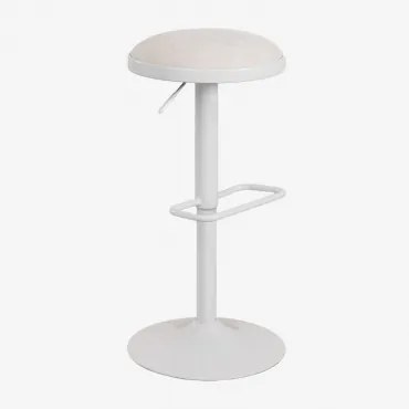 Verpakking Van 4 Verstelbare Hoge Krukken In Metaal En Igarasi-stof Wit - Tapioca Beige - Sklum