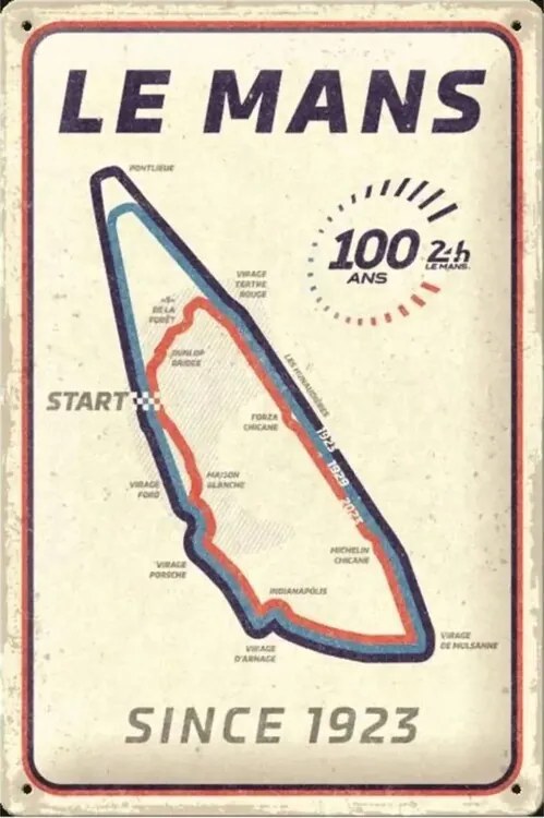 Metalen bord 24h du Mans - Curcuit 100 Ans