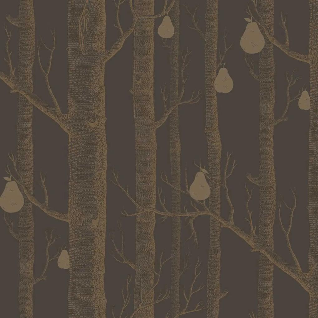 Cole & Son Woods & Pears behang bronze on black