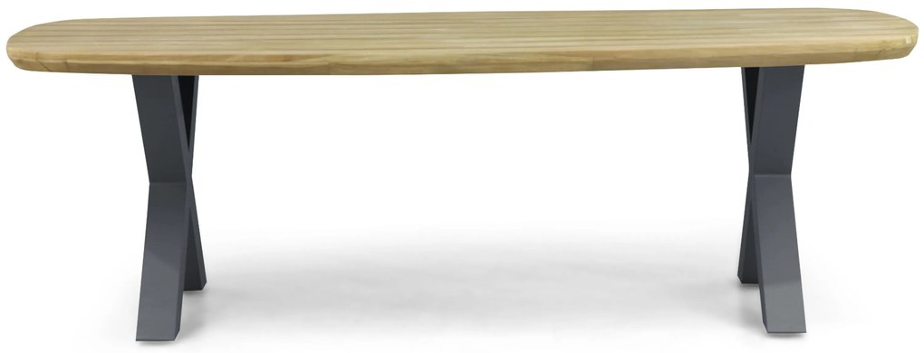 Dining Tuintafel rechthoekig 240 x 100 cm Aluminium/Teak Grijs Falcon/Cardiff