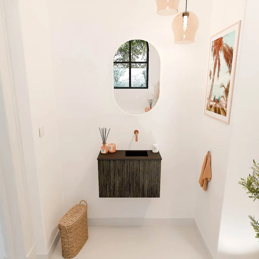 Mondiaz Joya 60cm toiletmeubel shadow met wastafel faye rechts zonder kraangat urban